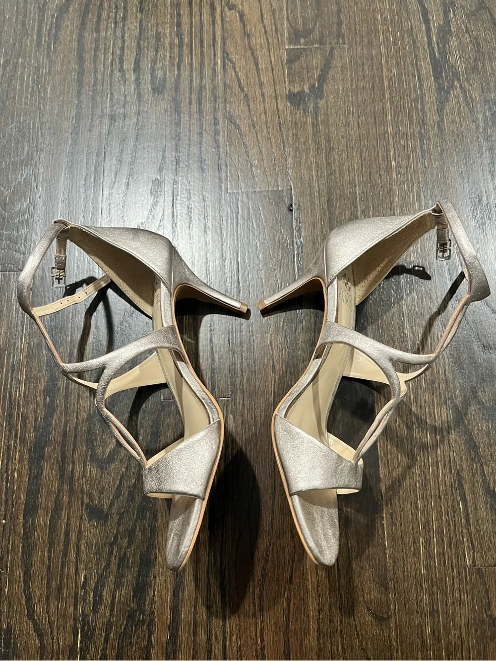 Vince Camuto Metallic Rose Gold Strappy Ankle-Wrap Heels